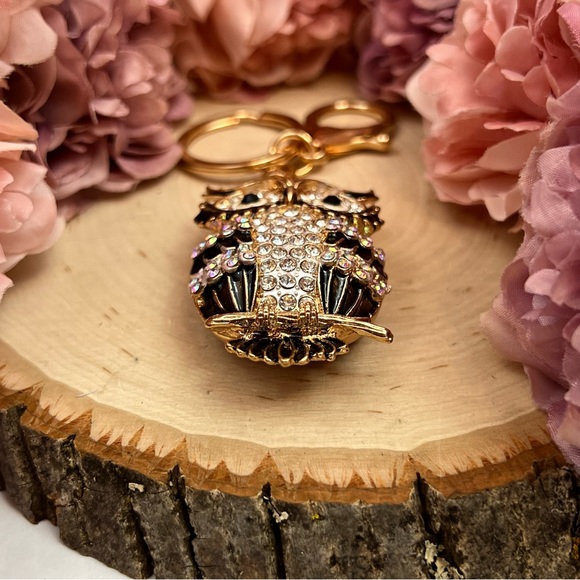 Beautiful Black and Silver Crystal Owl Keychain Charm - Picture 10 of 14